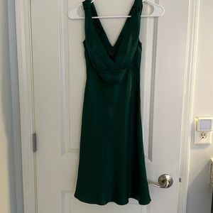 Hunter green silk BCBG petite mini dress